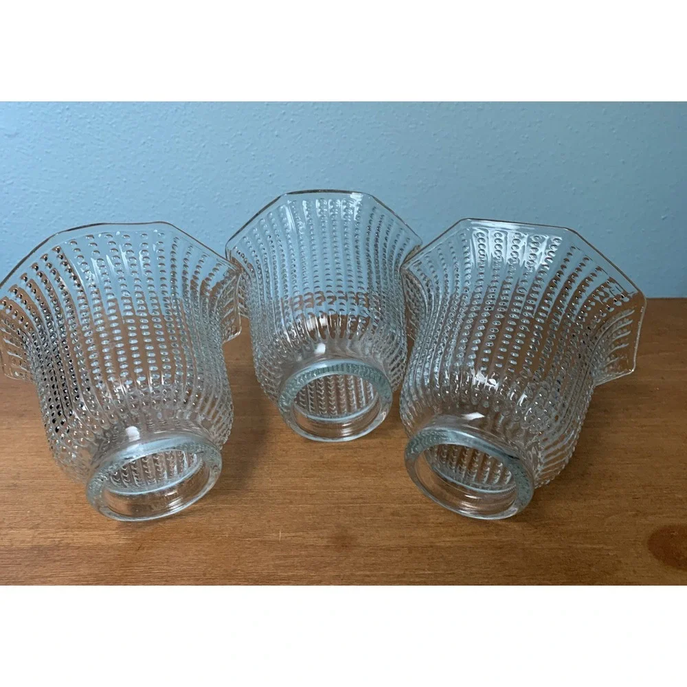 Clear Hobnail Bead Ribbed Glass Light Shade Ceiling Fan Octagon 2